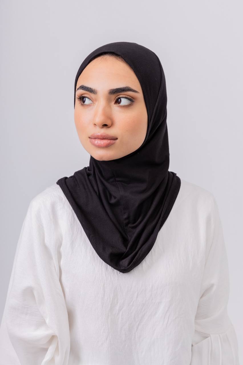 Ready Wrap One Piece Hijab in Black #Color_Black