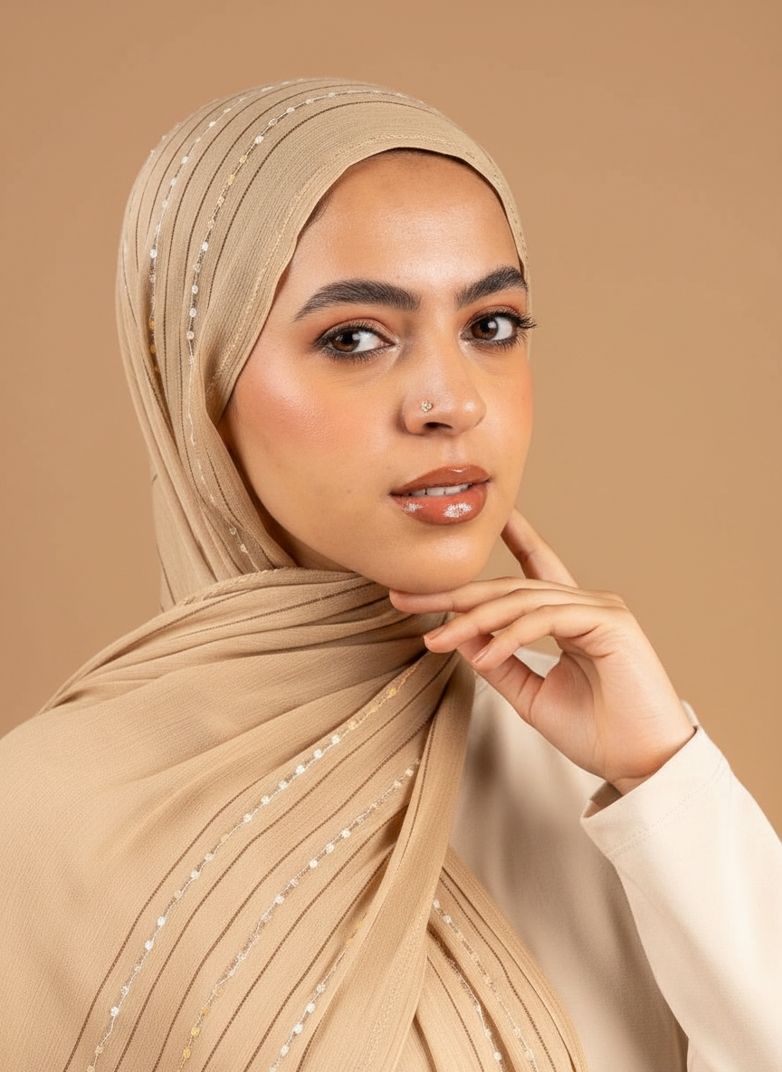 Aurora Line Embroidered Linen in Beige #Color_Beige