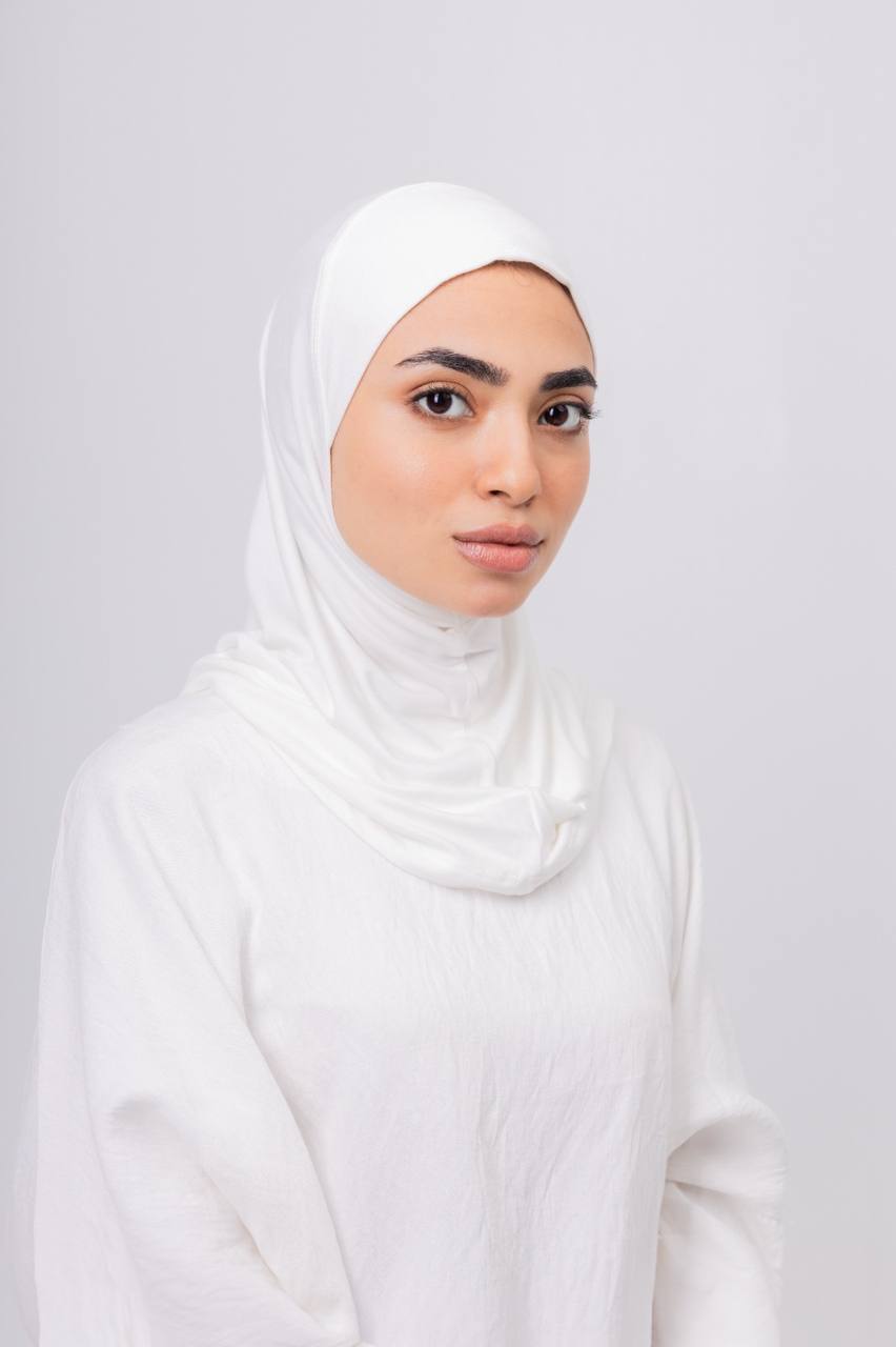 Ready Wrap One Piece Hijab in Off White #Color_Off White