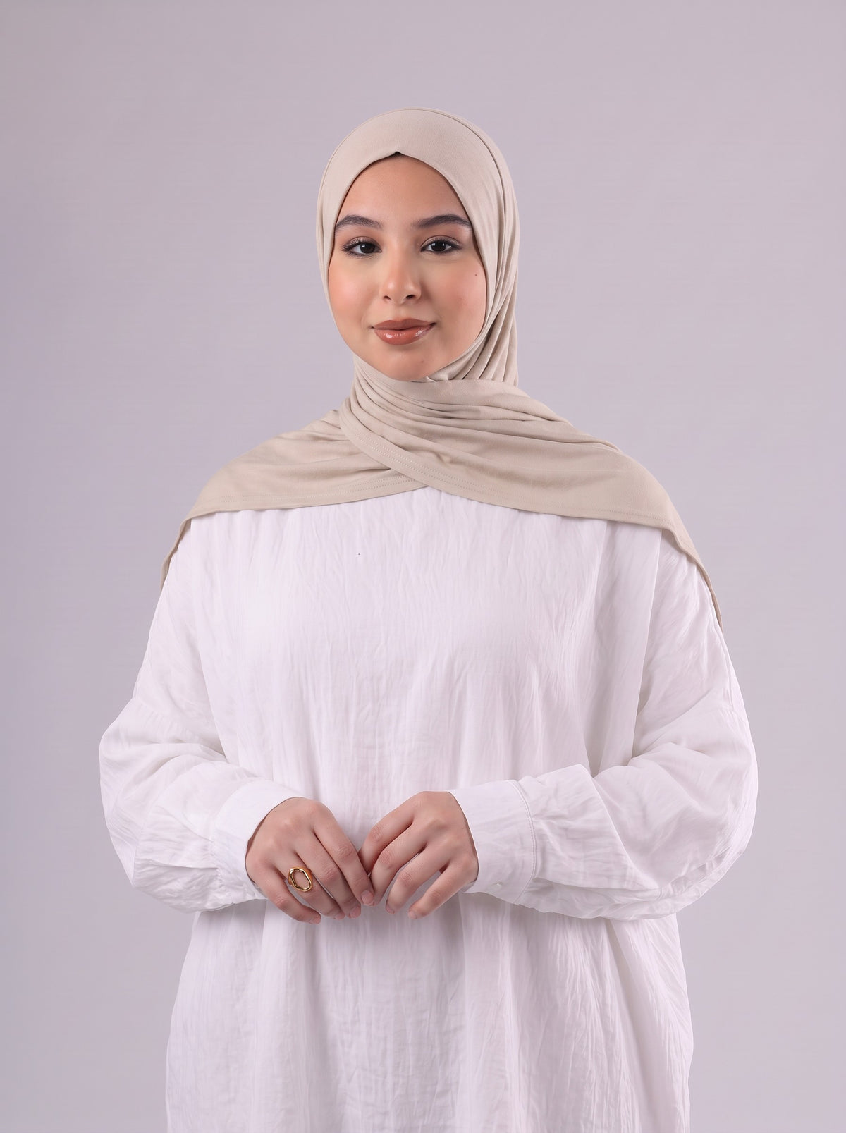 Quick Wrap Hijab in Beige #Color_Beige