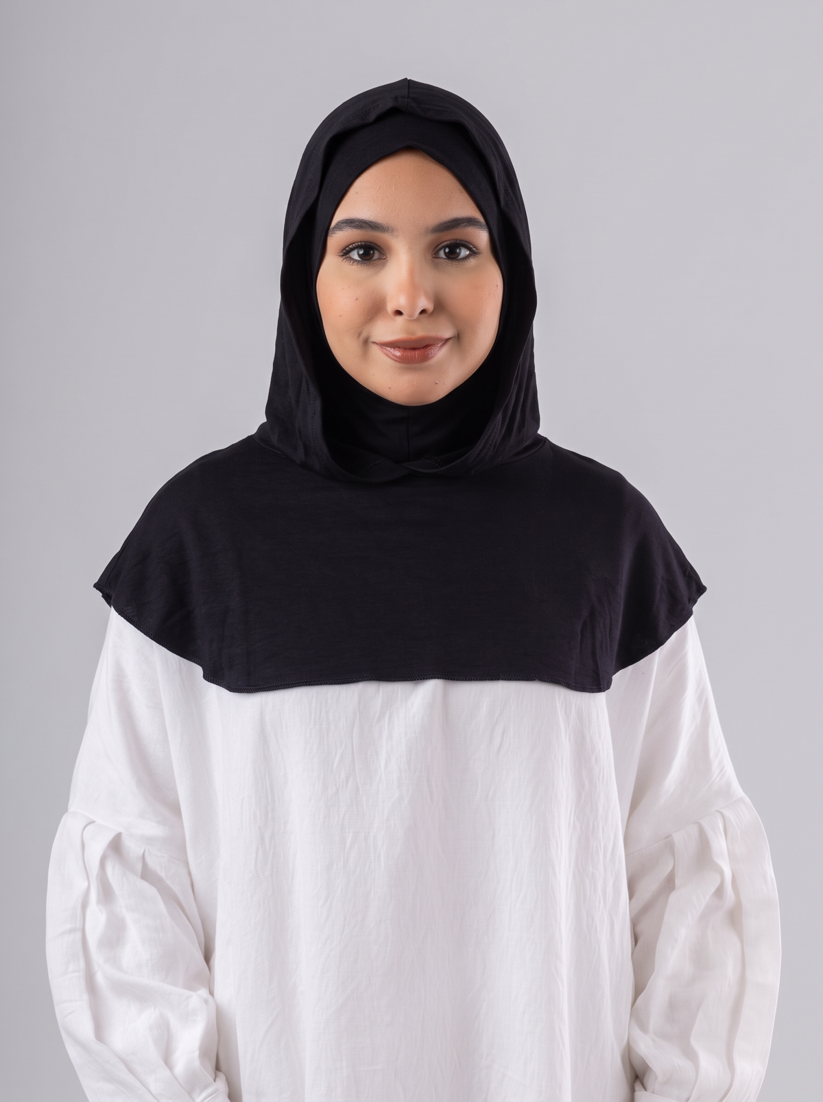 Ready Two Layer Kuwaiti Hijab in Black #Color_Black