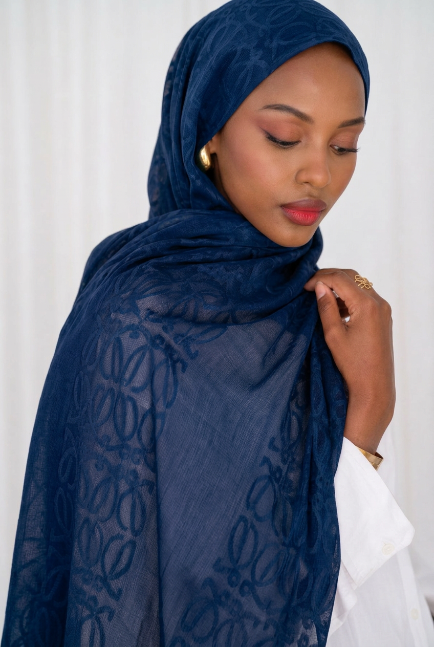 Anagram Weave Kuwaiti Scarf - Navy