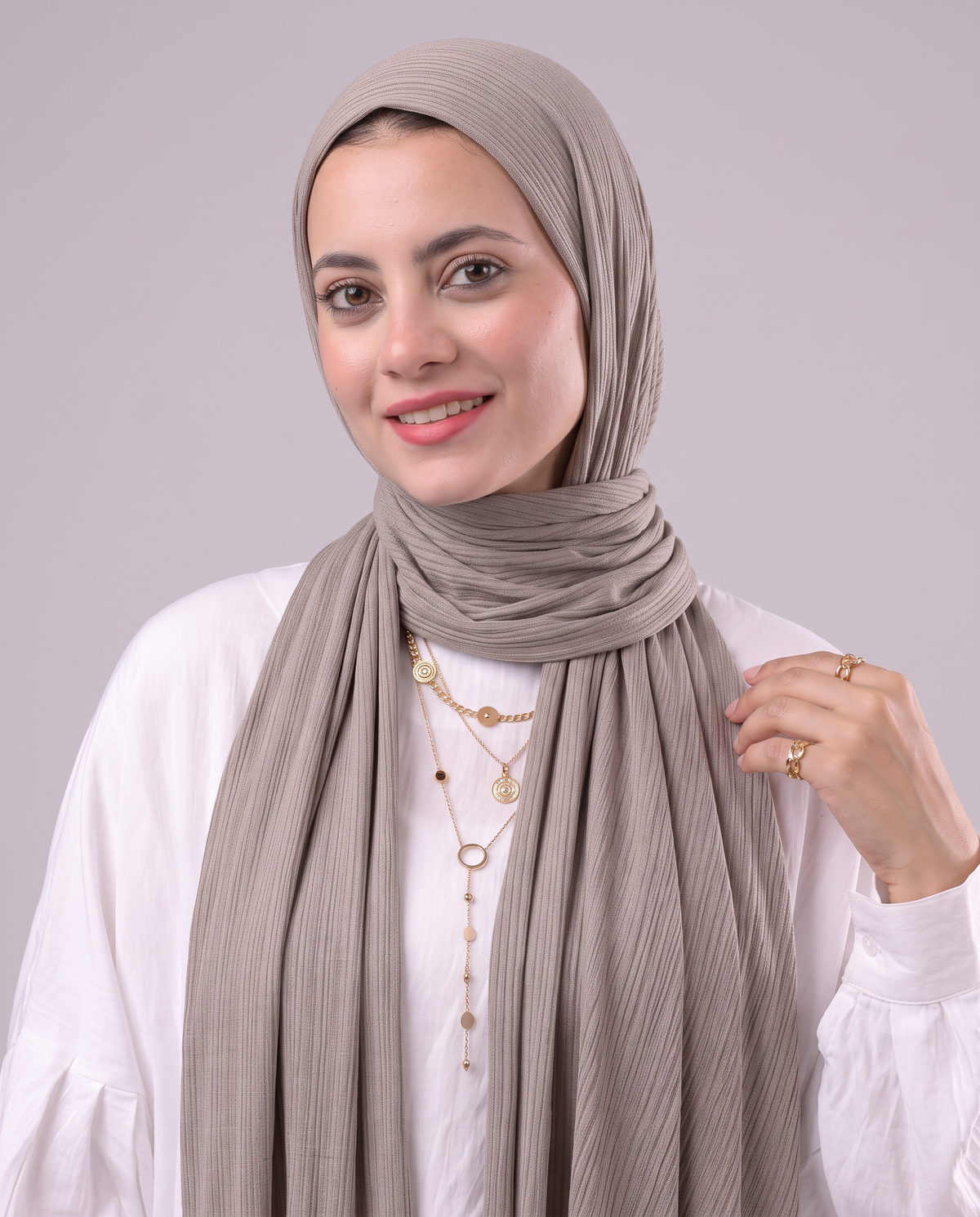 Lulua Plain Cotton Scarf - Taupe