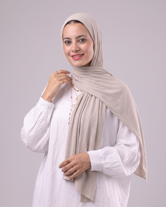 Lulua Plain Cotton Scarf - Light Beige