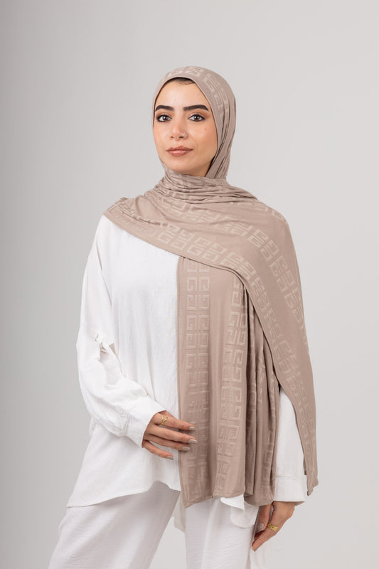 Maze Kuwaiti Scarf in Dark Beige #Color_Dark Beige