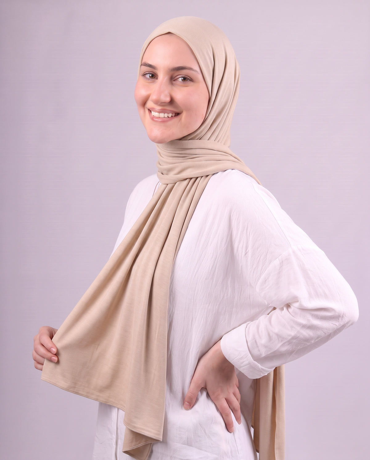 Plain Kuwaiti Scarf - Medium Beige