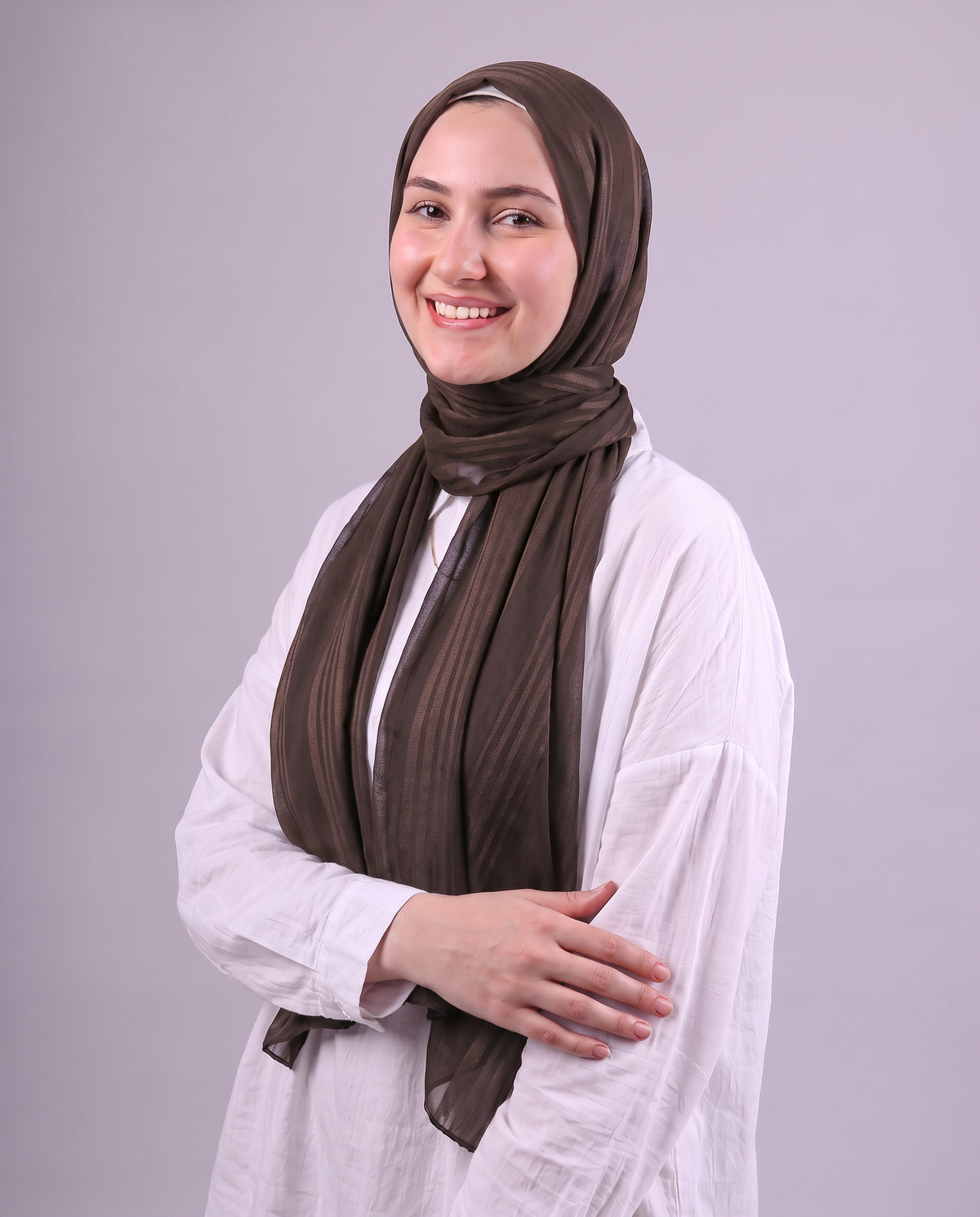 Lines Devore Kuwaiti Scarf - Brown