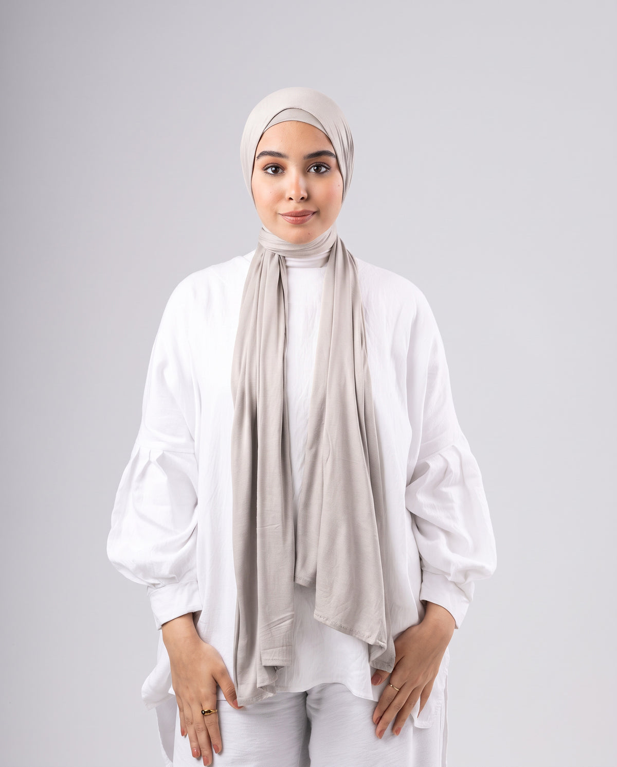 Jel Scarf and Bonnet Set - Light Greige