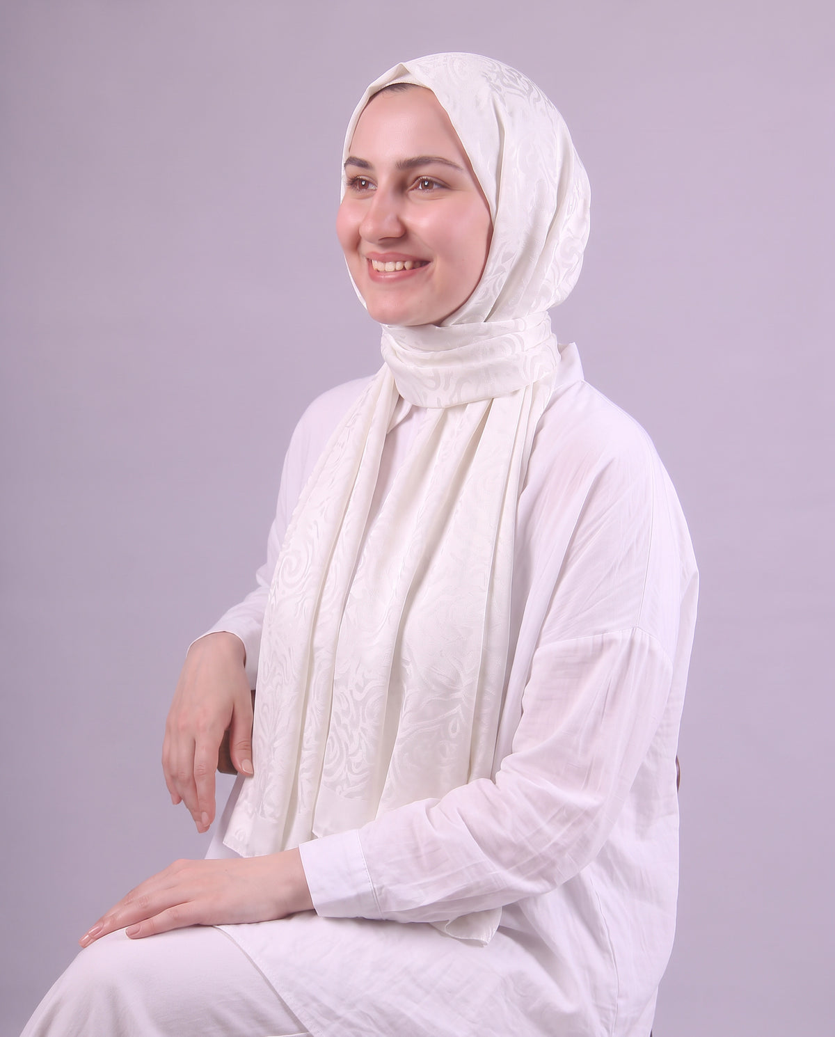 Flower Devore Scarf - Off White