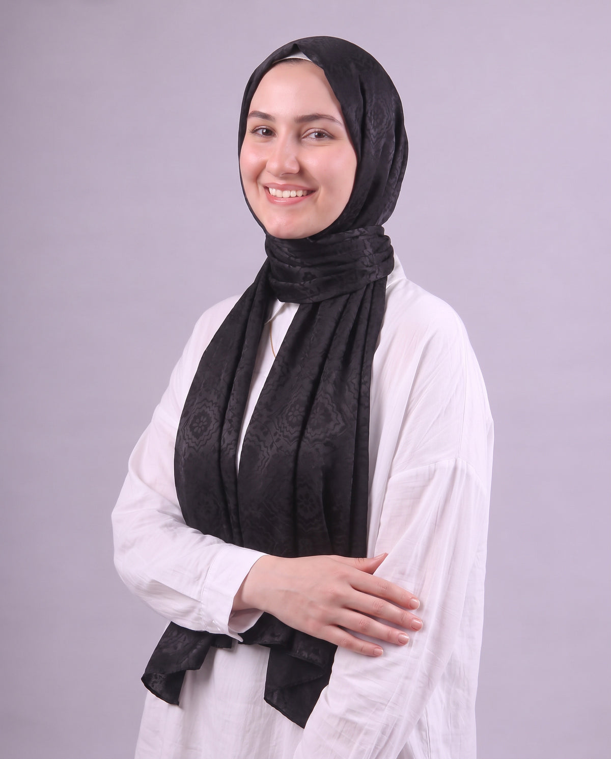Flower Devore Scarf - Black