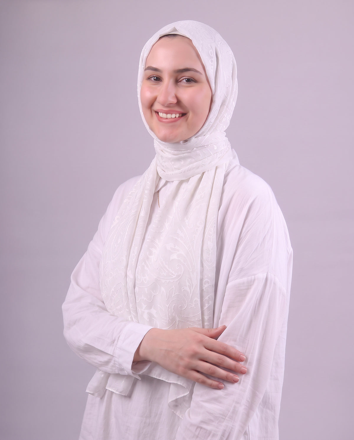 Robean Devore Scarf - White
