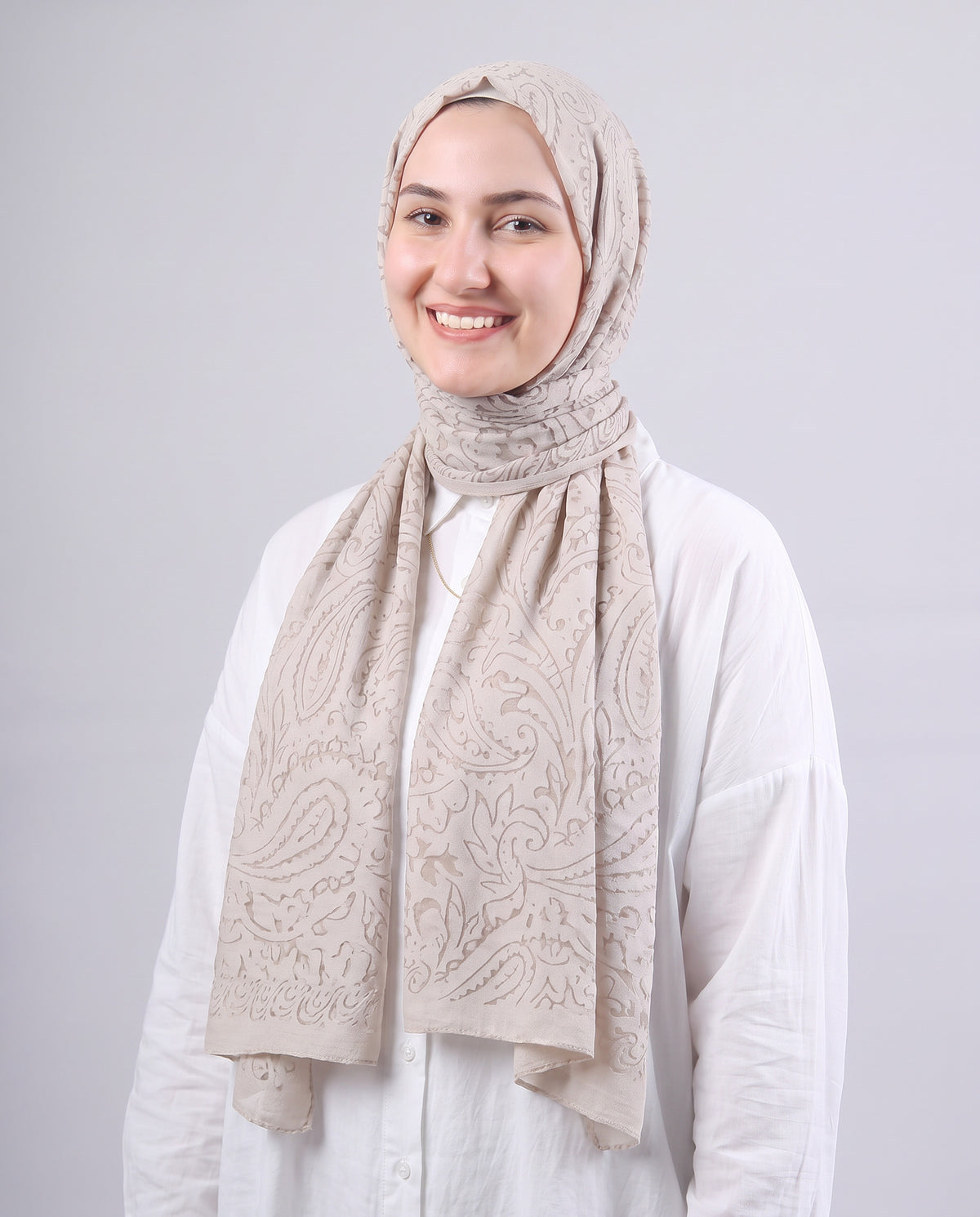 Robean Devore Scarf - Medium Beige