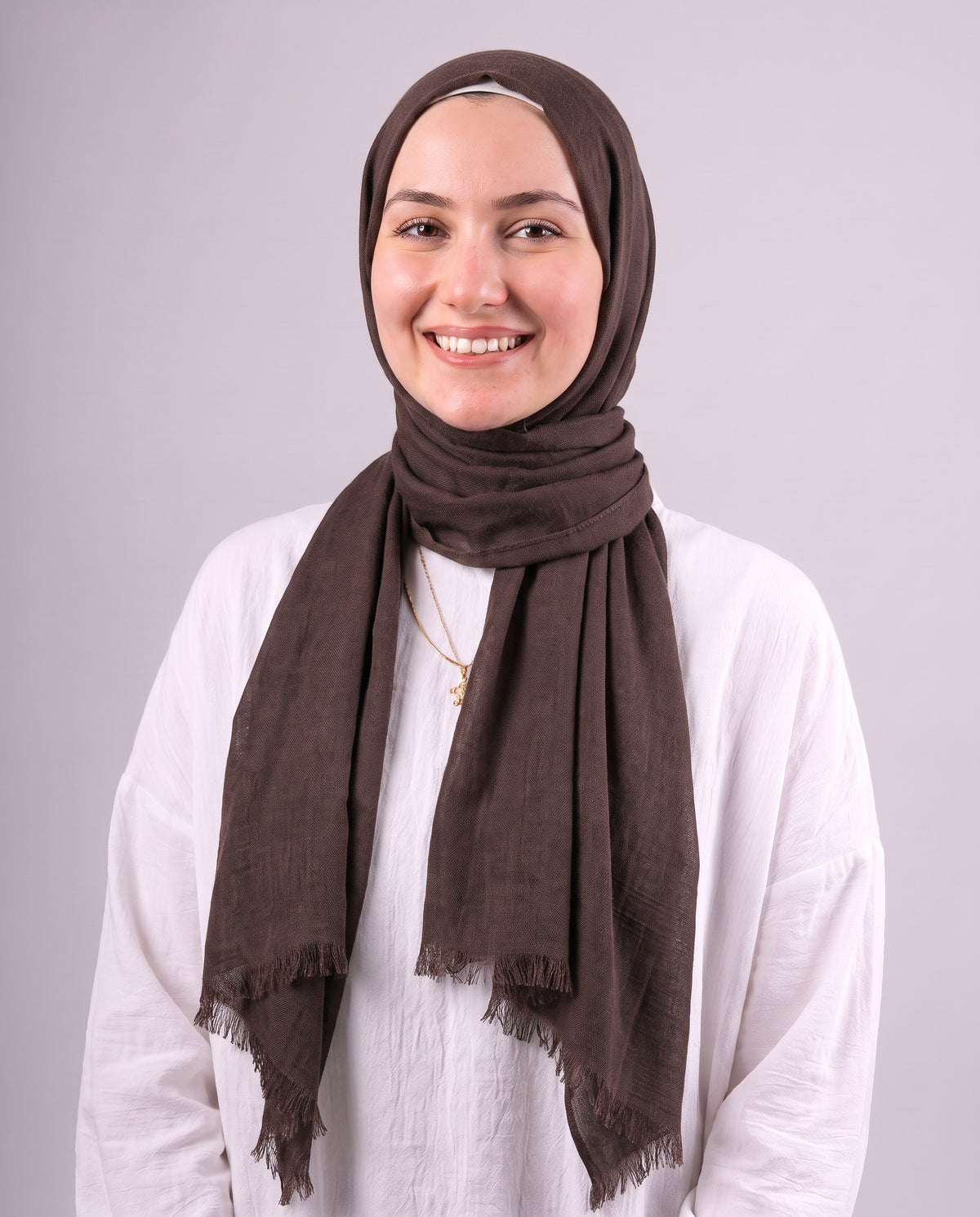 Safnga Cotton Scarf - Dark Brown