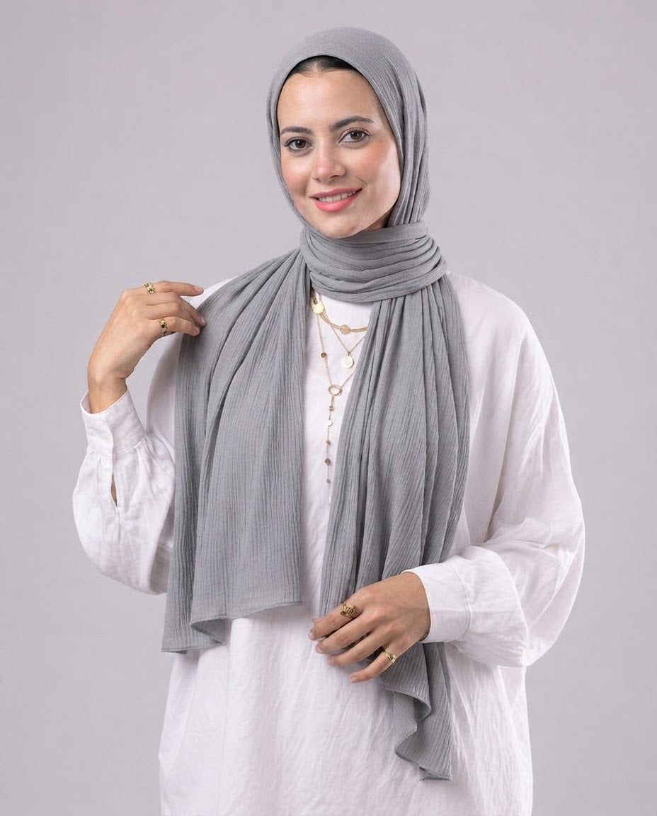 Lulua Plain Cotton Scarf - Grey