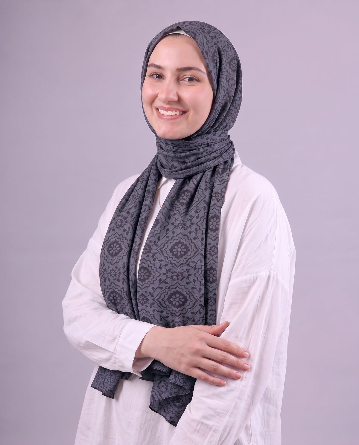 Flower Devore Scarf - Dark Café