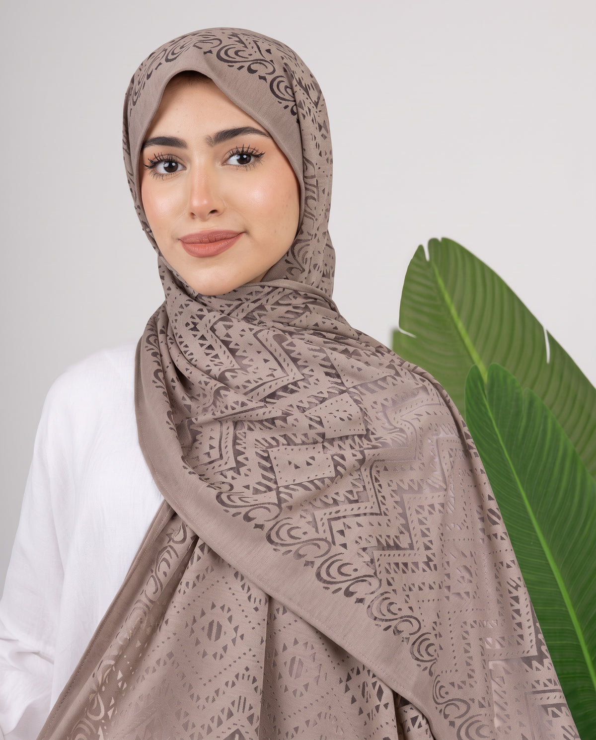 Atlas Devore Kuwaiti Scarf - Taupe Beige