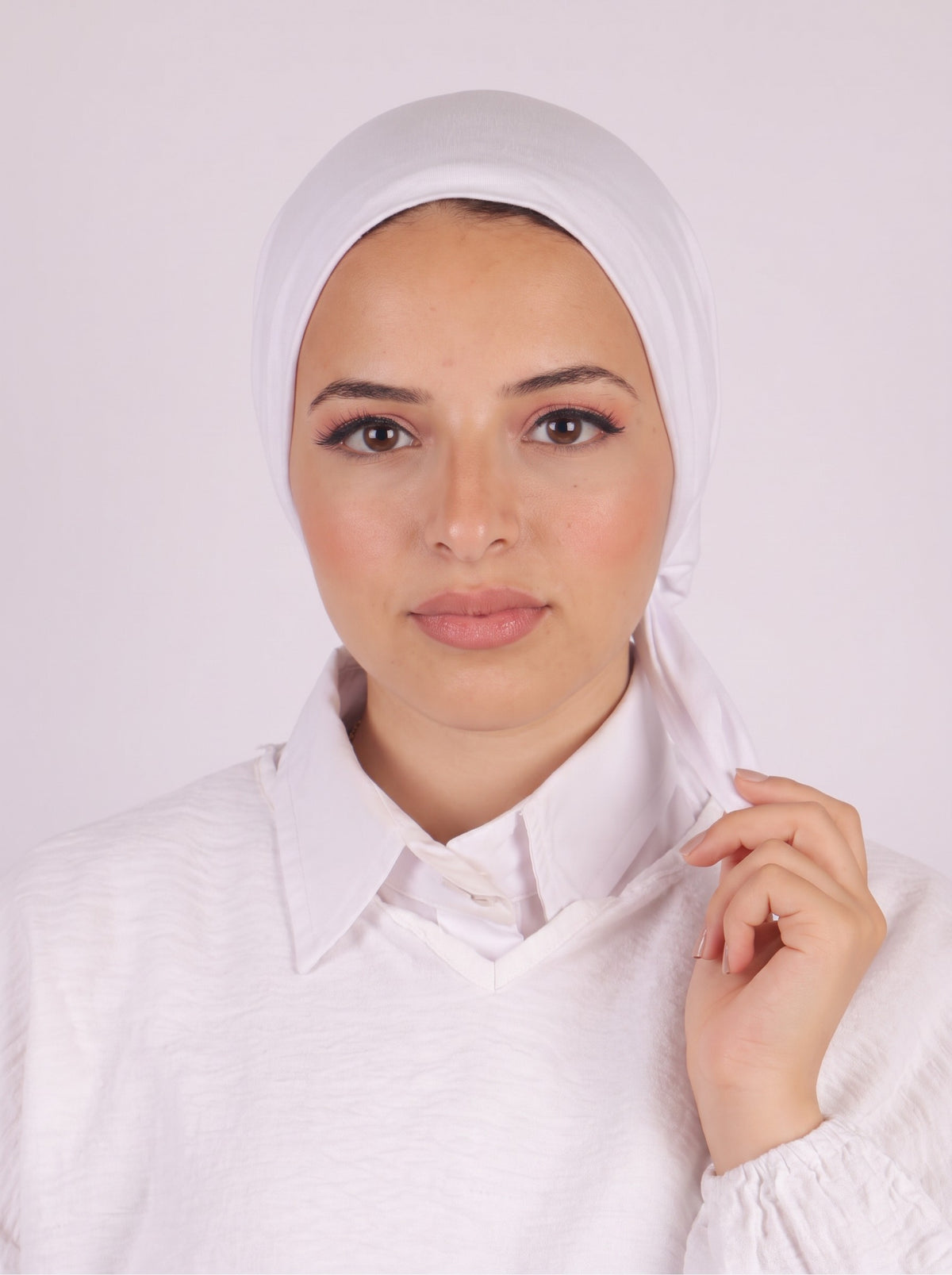 Seamless Tie Bonnet - White
