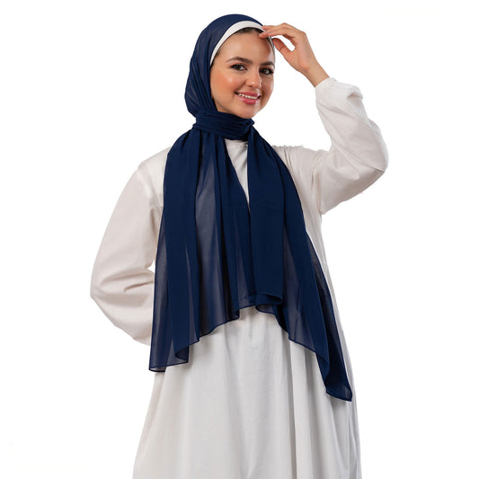 Plain Chiffon Crepe Navy Blue