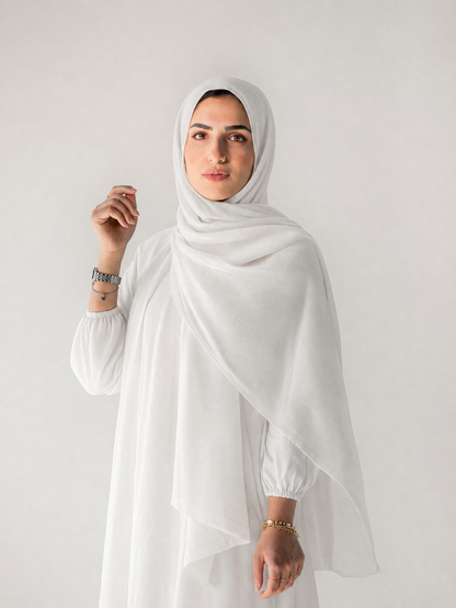 Athena Key Kuwaiti scarf in Off White with Greek key jacquard stripe design #Color_Off White