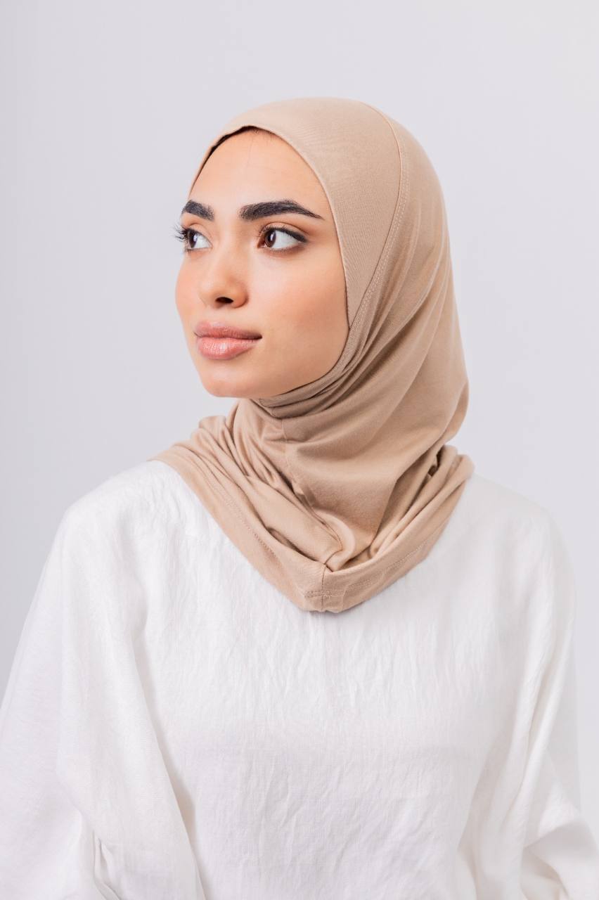 Ready Wrap One Piece Hijab in Beige #Color_Beige