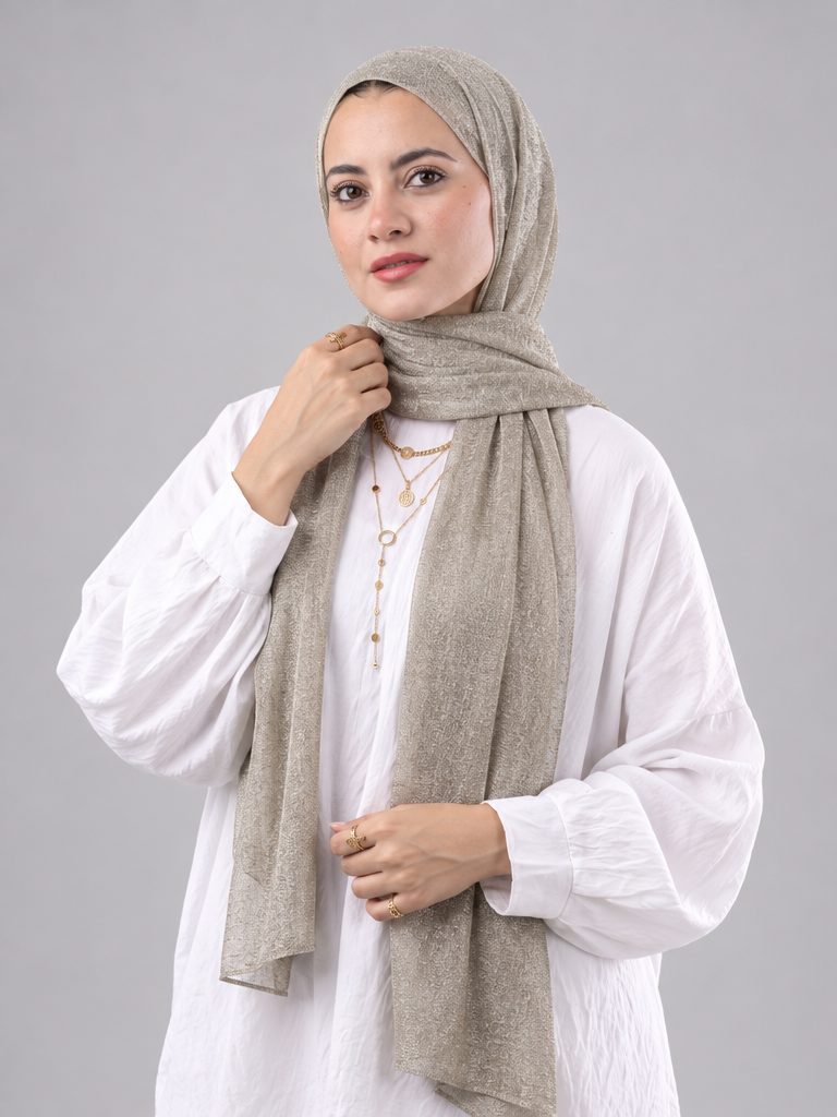 Soft Crinkle Scarf in Beige #Color_Beige