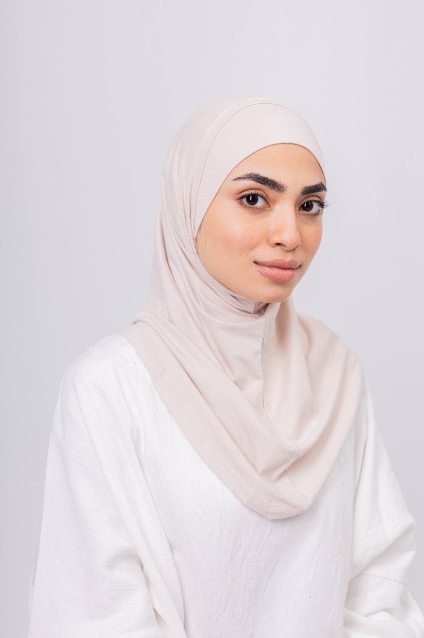 Ready Duo Two Piece Hijab in Beige #Color_Beige