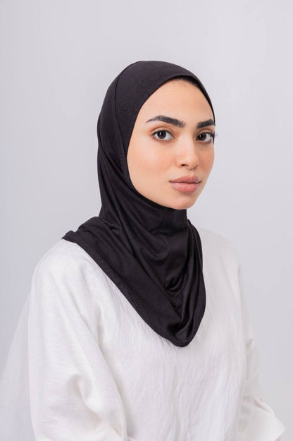 Ready Wrap One Piece Hijab in Black #Color_Black