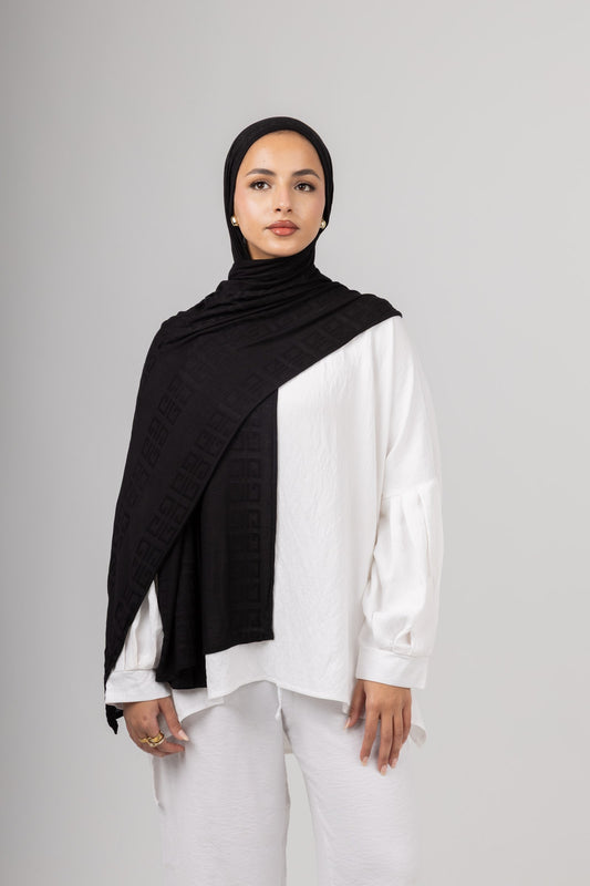 Maze Kuwaiti Scarf in Black #Color_Black