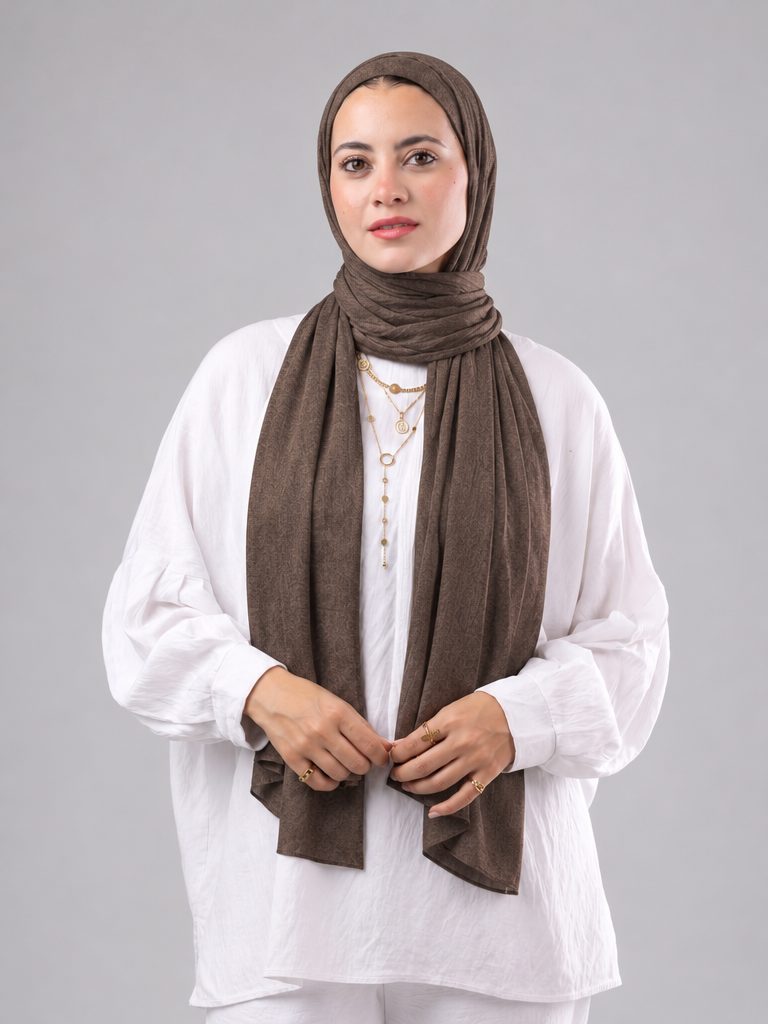 Soft Crinkle Scarf in Brown #Color_Brown