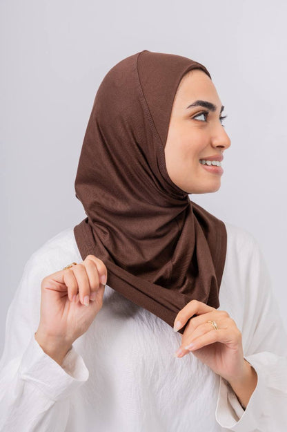 Ready Wrap One Piece Hijab in Brown #Color_Brown