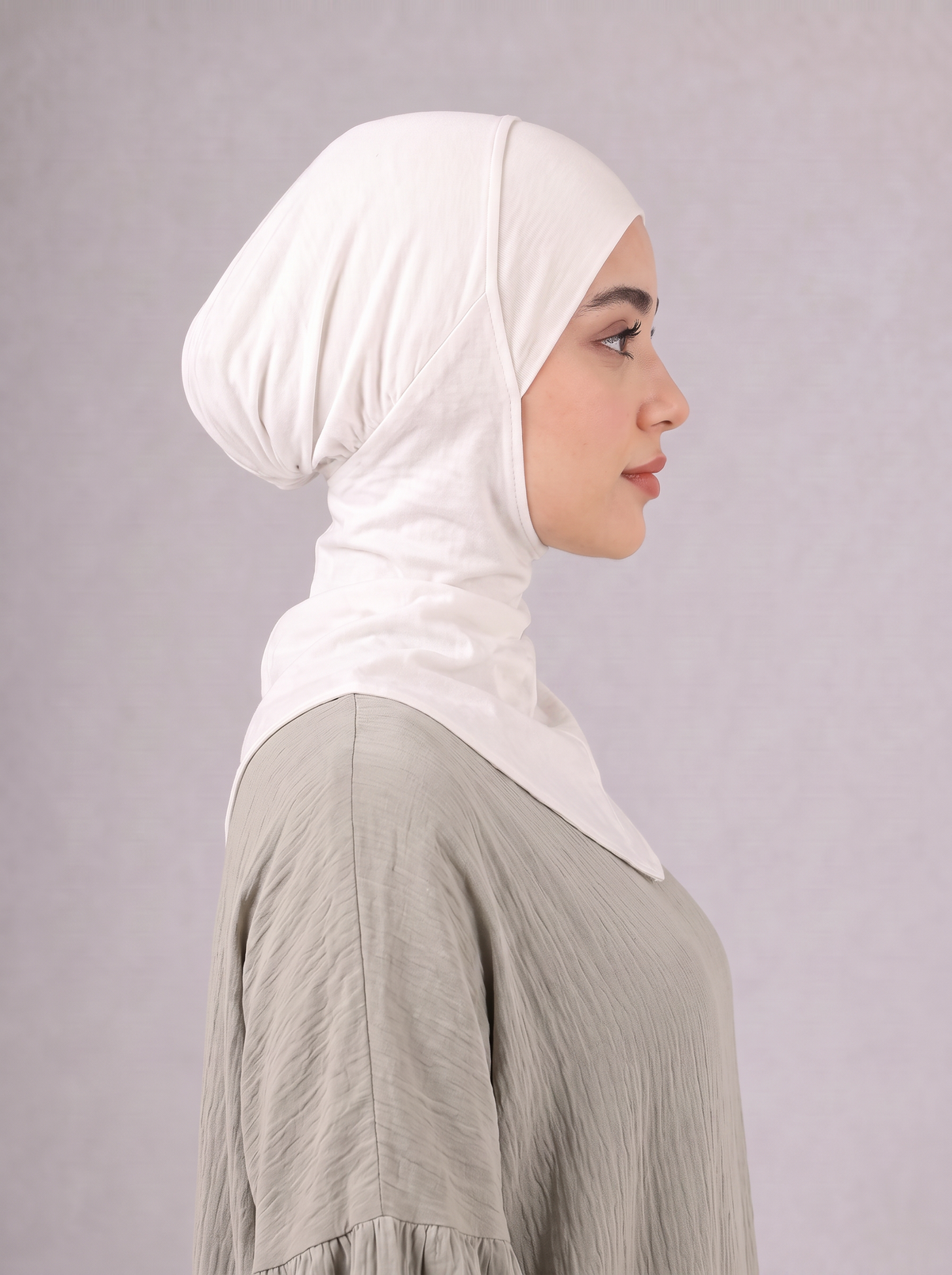 Cloud Tulle one step underscarf in Off White with full head and neck coverage #Color_Off White