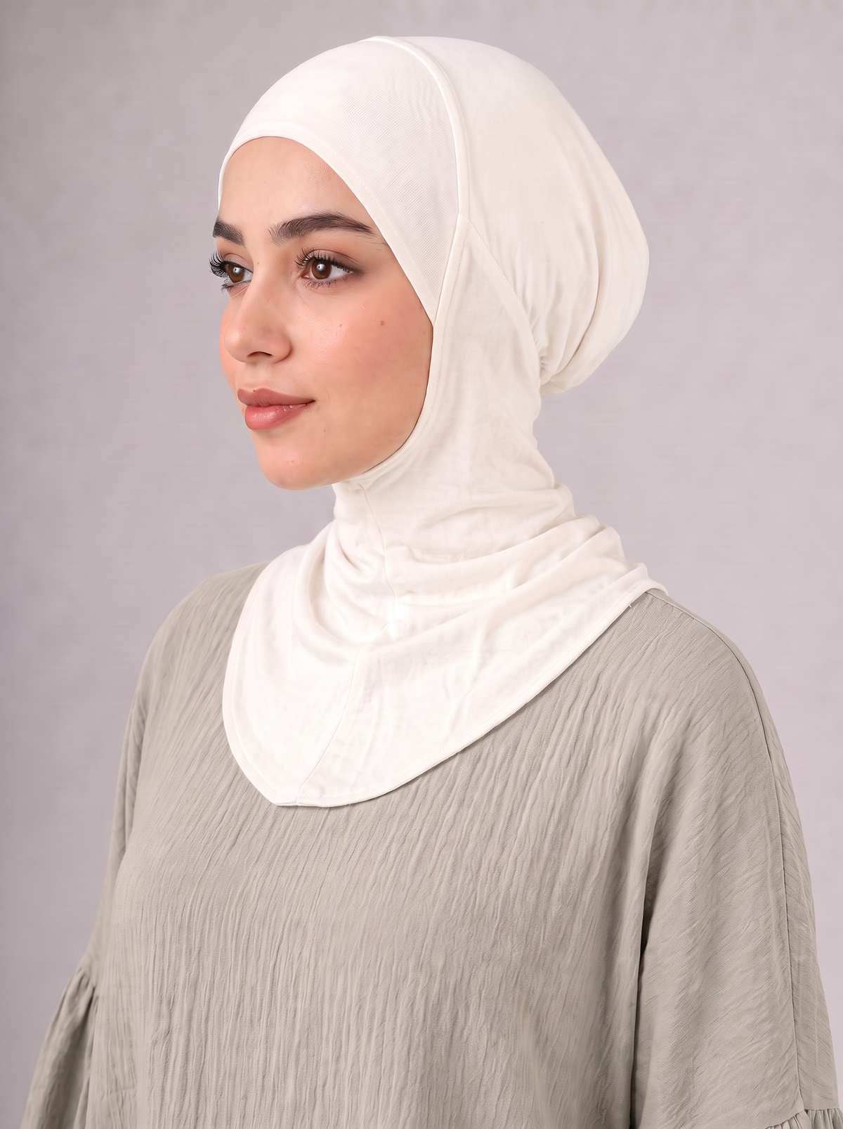 Cloud Tulle one step underscarf in Off White with full head and neck coverage #Color_Off White