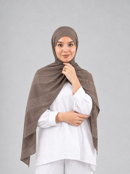 Cotton Stripe Border Kuwaiti Scarf in Dusty #Color_Dusty
