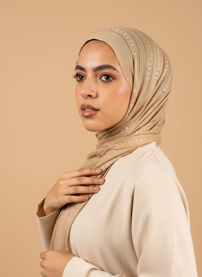 Aurora Line Embroidered Linen in Beige #Color_Beige