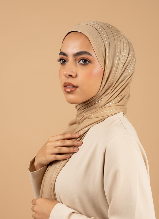 Aurora Line Embroidered Linen in Beige #Color_Beige