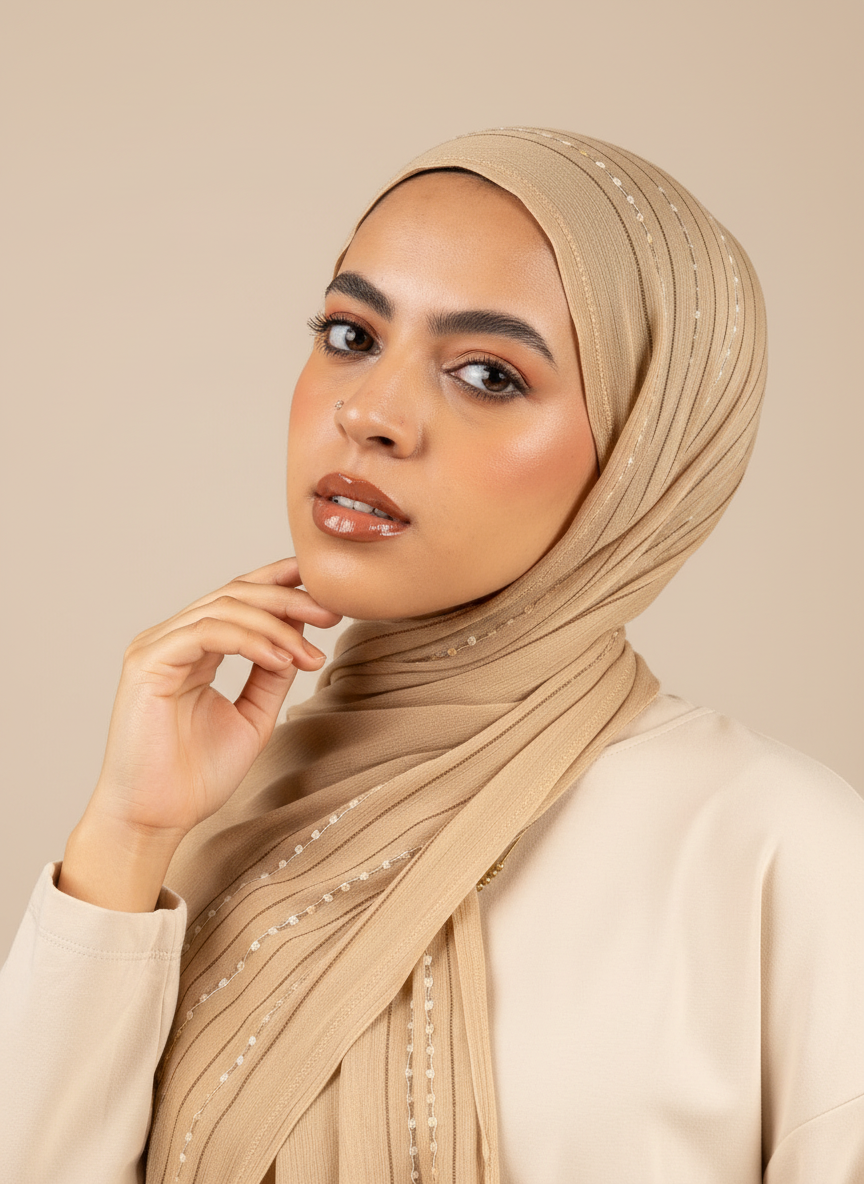 Aurora Line Embroidered Linen in Beige #Color_Beige
