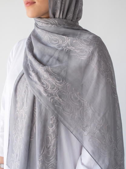 Filigree Kuwaiti Scarf in Grey #Color_Grey