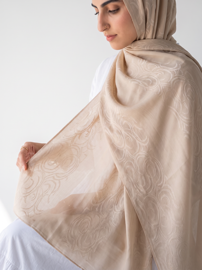 Filigree Kuwaiti Scarf in Beige #Color_Beige