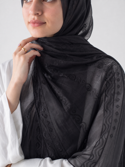 Midnight Lace Embroidered Linen