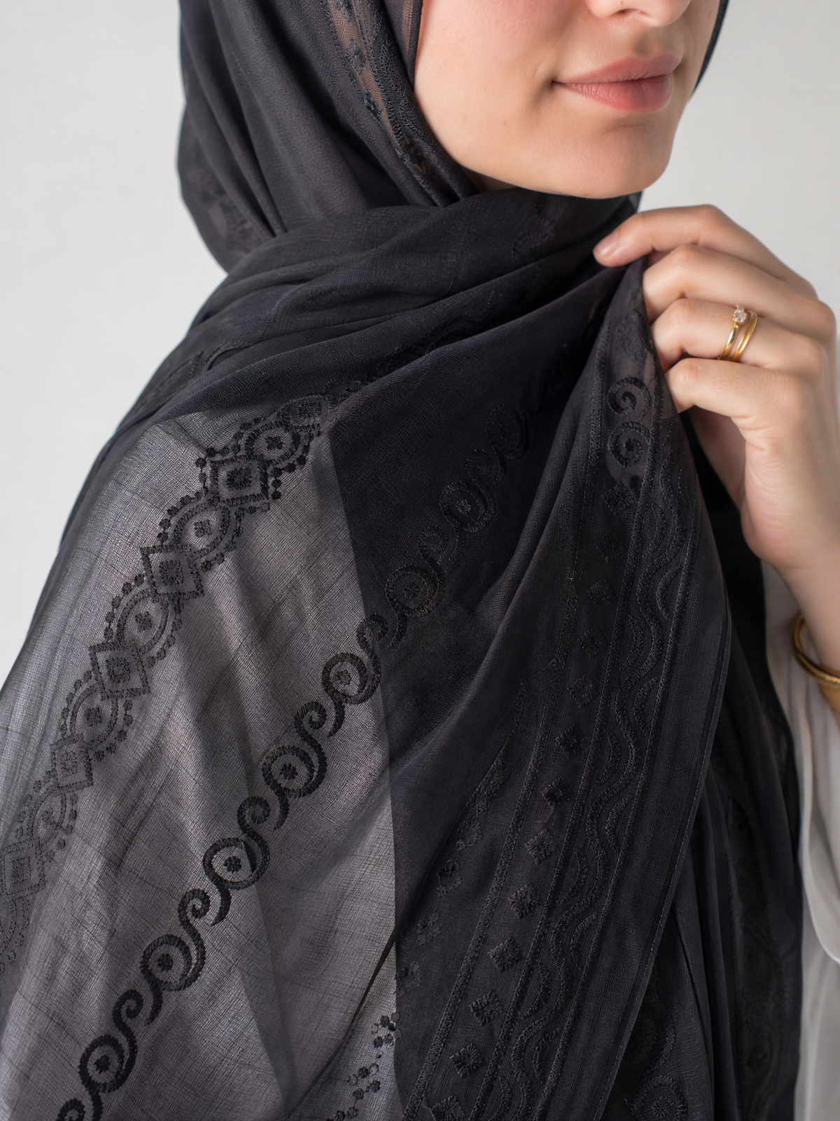 Midnight Lace Embroidered Linen