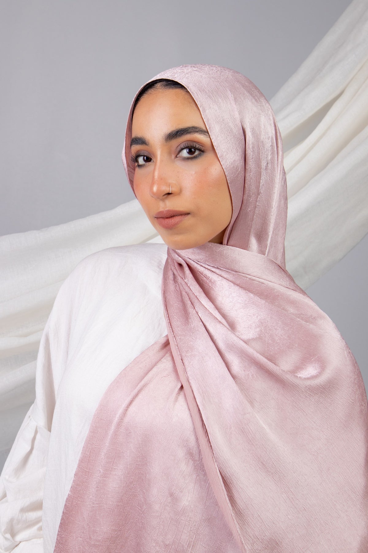 Moon Glow Crushed Satin Scarf in Dark Kashmir #Color_Dark Kashmir