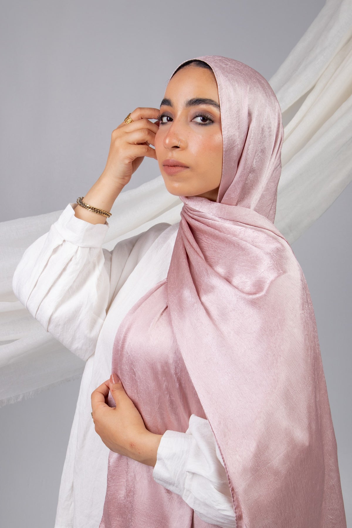 Moon Glow Crushed Satin Scarf in Dark Kashmir #Color_Dark Kashmir
