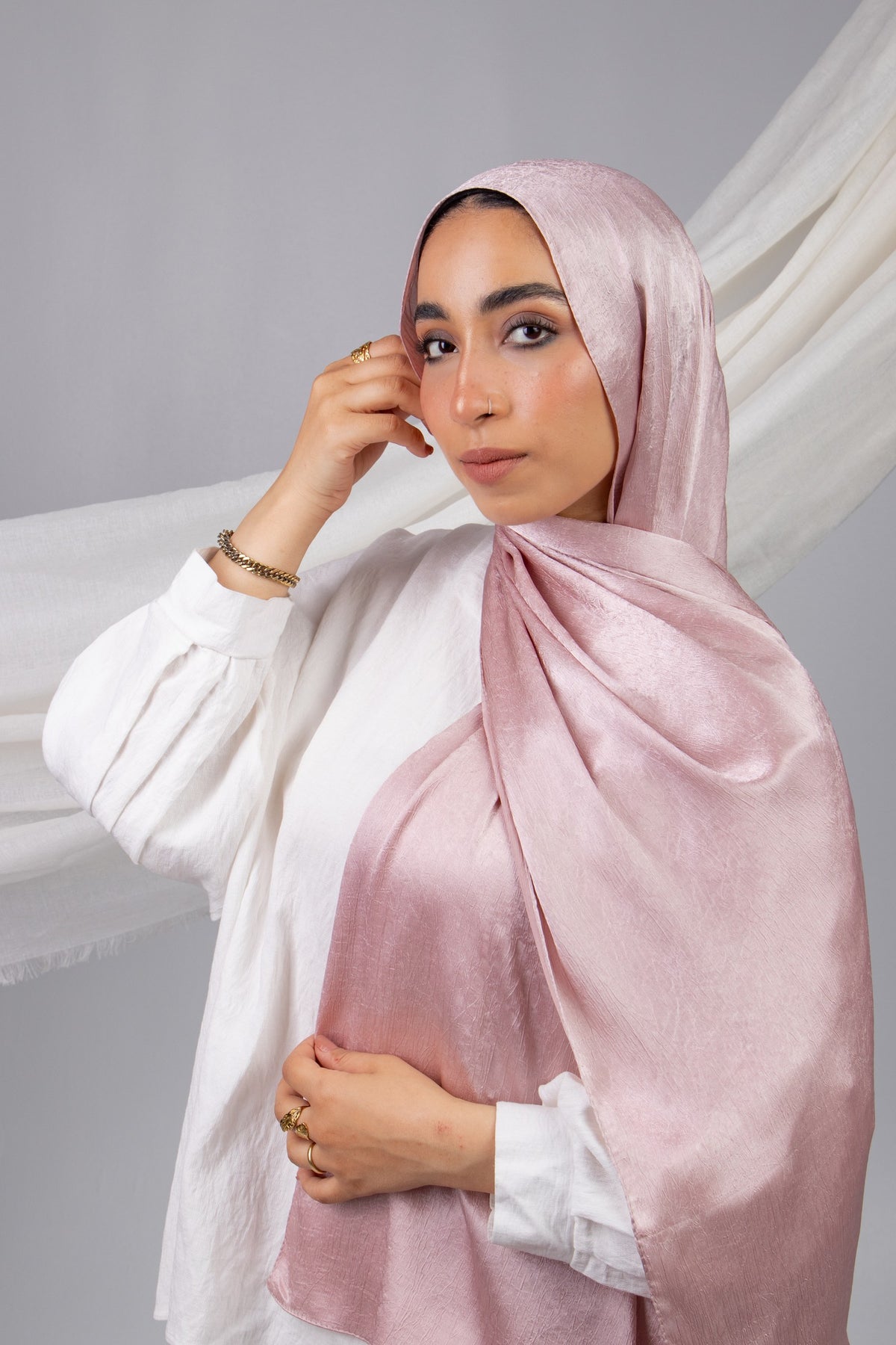 Moon Glow Crushed Satin Scarf in Dark Kashmir #Color_Dark Kashmir