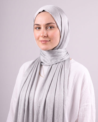 Moon Glow Crushed Satin Scarf in Silver #Color_Silver
