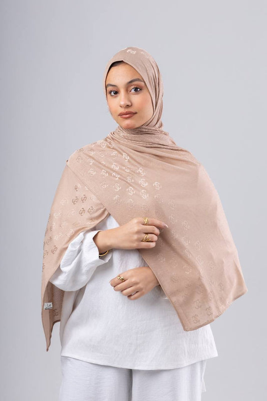 C Jacquard Kuwaiti Scarf in Pink Beige #Color_Pink Beige