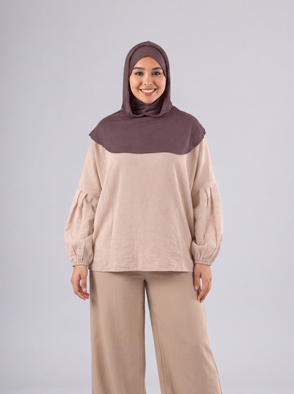 Ready Two Layer Kuwaiti Hijab in Dusty Mauve #Color_Dusty Mauve
