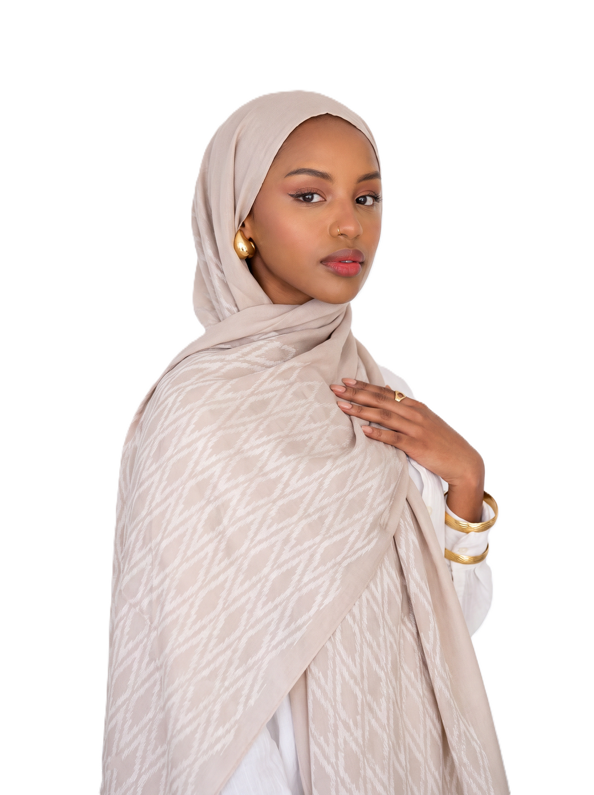 Samarkand Kuwaiti Scarf in Light Beige #Color_Light Beige