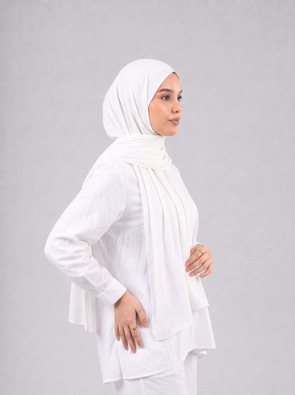 Cotton Stripe Border Kuwaiti Scarf in Off White #Color_Off White