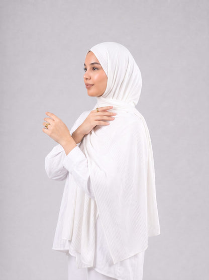 Cotton Stripe Border Kuwaiti Scarf in Off White #Color_Off White