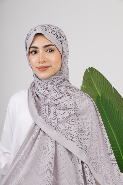 Atlas Devore Kuwaiti Scarf in Lilac Grey #Color_Lilac Grey